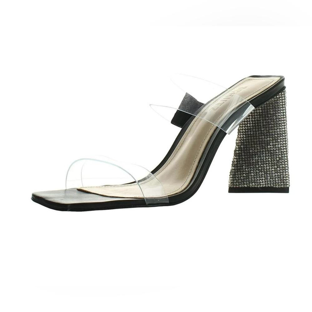 Schutz Womens Ariellen Embellished Block Heel Slide Sandals
